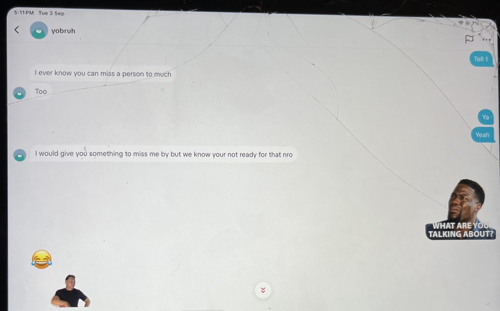Screenshot of messages between Armstrong and a 12 year-old victim presented as evidence during trail.